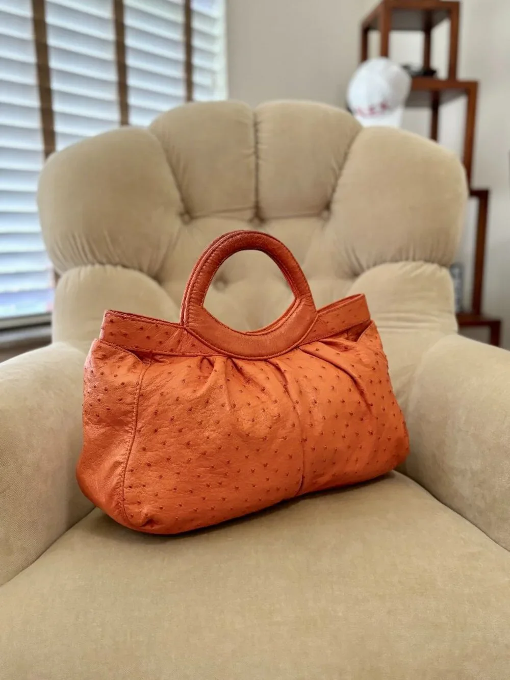 VTG Auth. LAI Italy Genuine Ostrich Satchel Tote Bag... STUNNING!